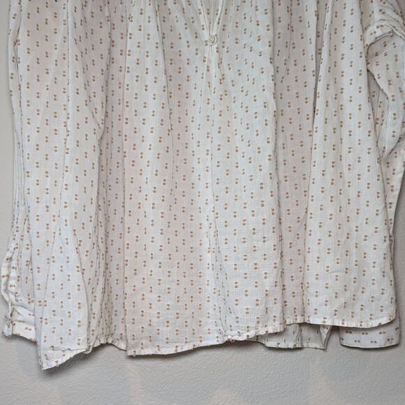 The Great. Embroidered Mock Neck White Beige Blouse - Picture 11 of 13